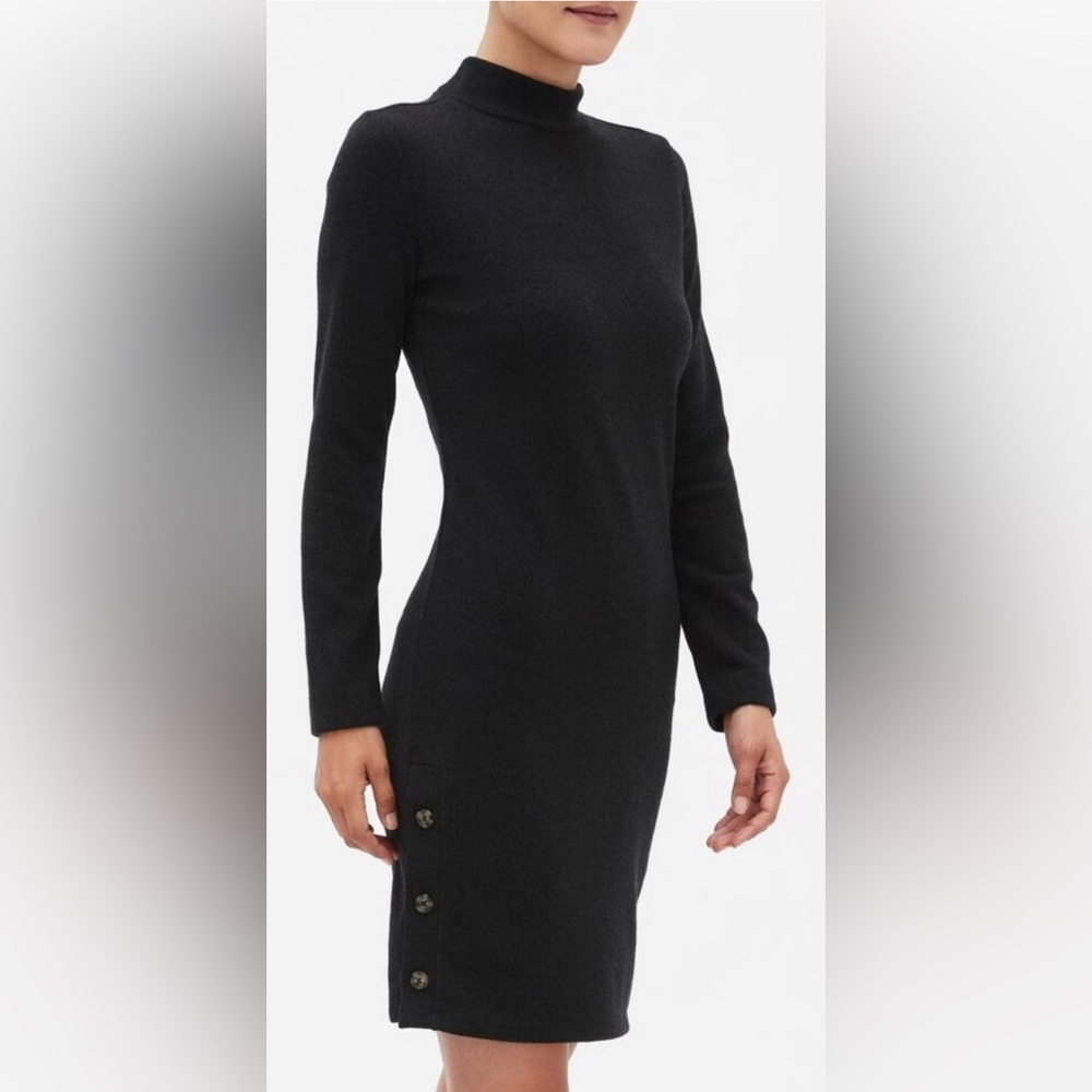 Banana Republic long sleeve mock neck sweater dress in black size XS petite NWOT